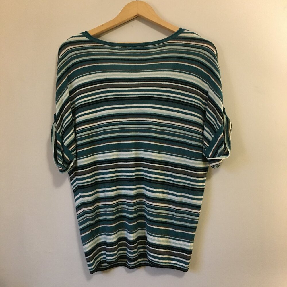 NWT Ricki's Retro Striped V-Neck Rolled Cuff Rayon Sweater - Picture 3 of 16